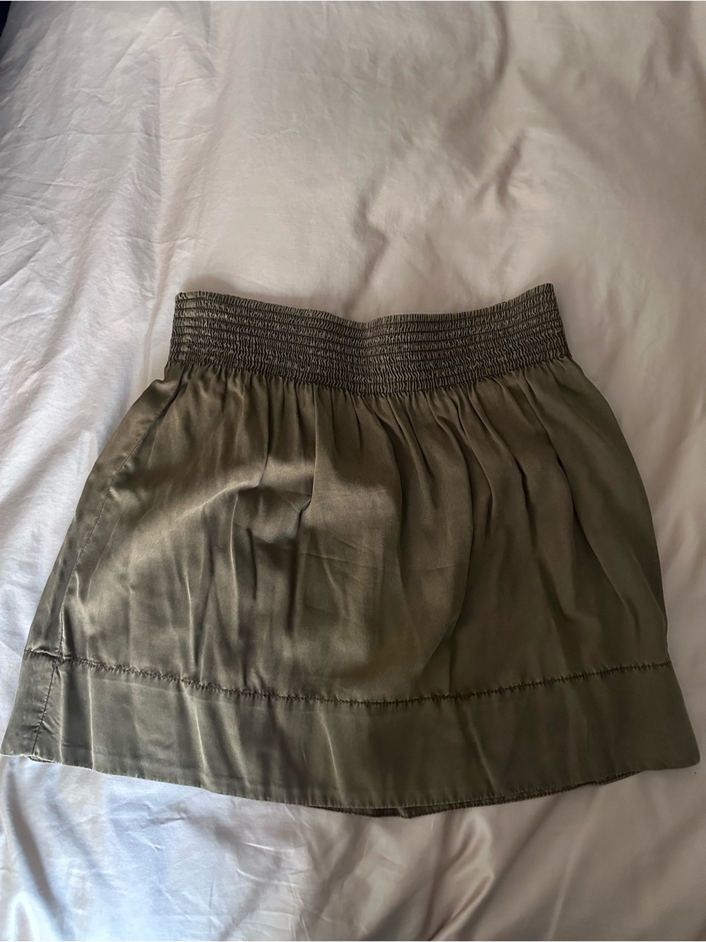 Zara Olive Green Smocked Mini Skirt